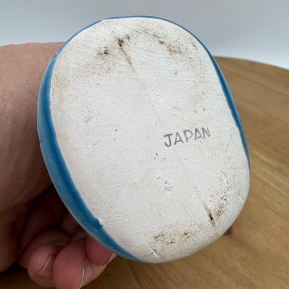 Vintage Mouse in Blue Hat Toothpick Holder Stamped on bottom Japan blue gray - Picture 10 of 12